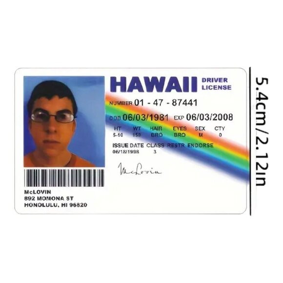 McLovin ID Card Drive License Movie Superbad Mc Lovin Hawaii - Picture 4 of 5